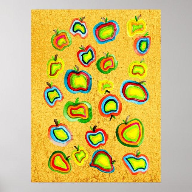 Póster Diseño de fruta acuarela de manzana fundida (Frente)