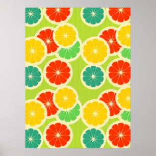 Póster Diseño de frutas de cítricos frescos, colorido