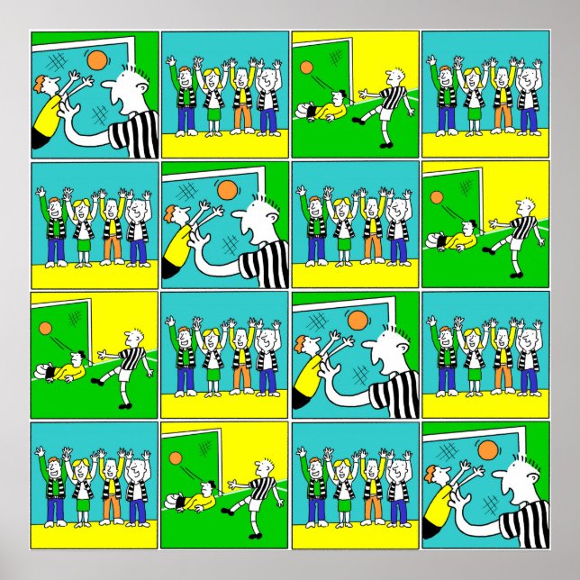 Póster Diseño de fútbol con jugadores y fans alentadores (Frente)