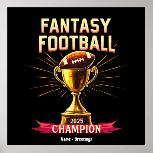 Póster Diseño de fútbol de campeón divertido de Fantasy F