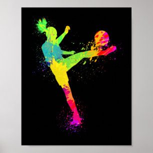Póster Diseño de fútbol genial para mujeres jugadoras de