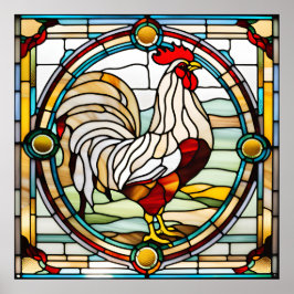 Póster Diseño de gallo de cristal contenido