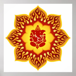 Póster Diseño de Ganesha Lotus
