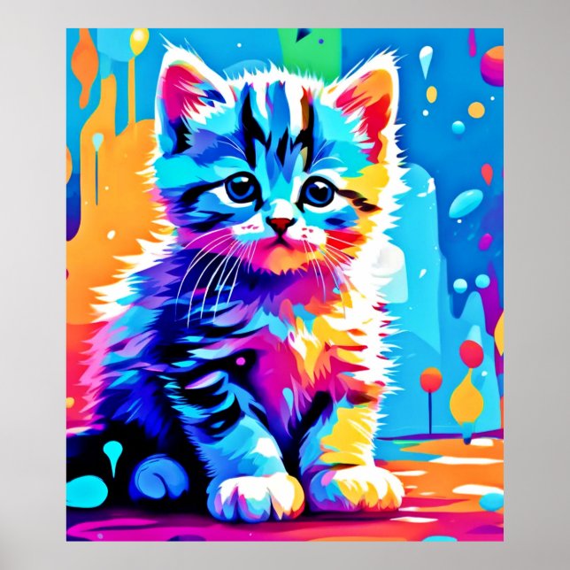 Póster Diseño de gatitos coloridos (Frente)