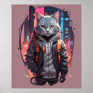 Póster Diseño de gato callejero urbano
