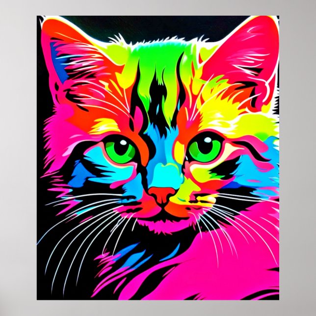 Póster Diseño de gato colorido (Frente)