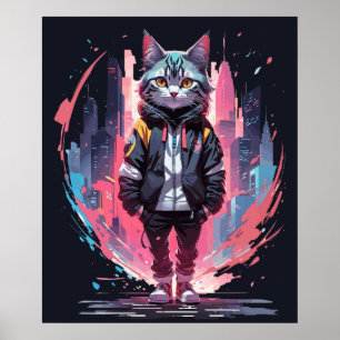 Póster Diseño de gato lindo y elegante