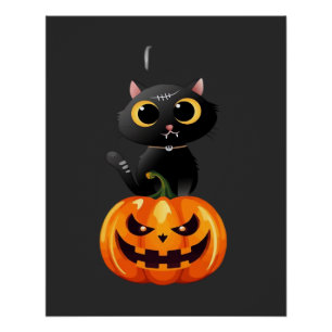 Póster Diseño de gato negro de Halloween � Arte de calaba