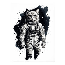 Diseño de gato para astronautas de tinta negra
