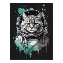 Diseño de gato para astronautas verdes negros