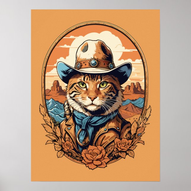 Póster Diseño de gato vintage para bovinos (Frente)