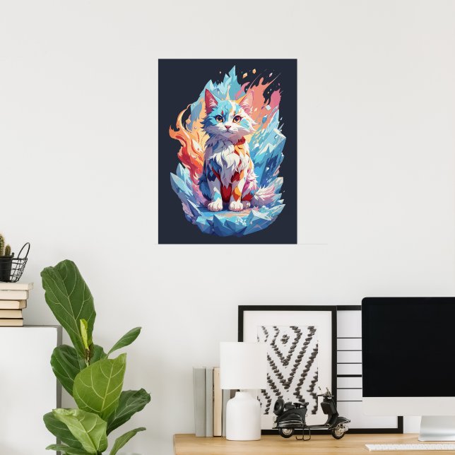 Póster Diseño de gatos con fantasía de cristal (Oficina en casa)