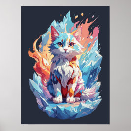 Póster Diseño de gatos con fantasía de cristal