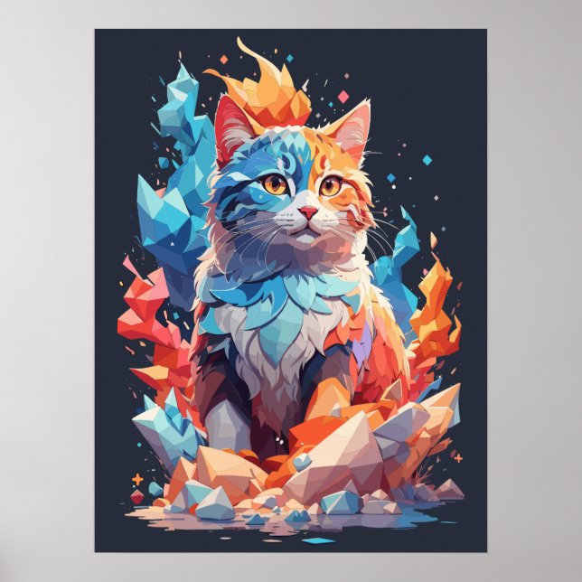 Póster Diseño de gatos con fantasía de cristal (Frente)