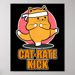 Póster Diseño de gatos de karate para fanáticos deportivo