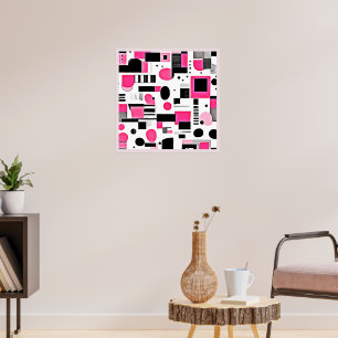 Póster Diseño de geometría rosa Pop Art