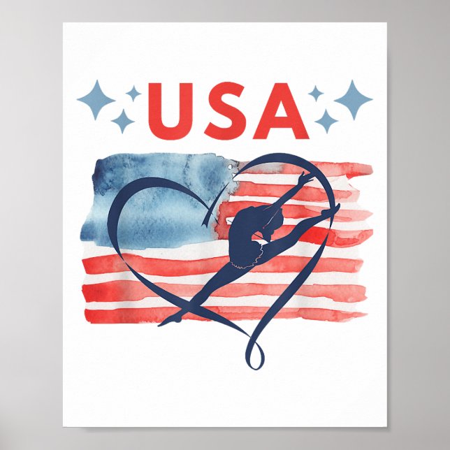 Póster Diseño de gimnasia con bandera norteamericana patr (Frente)
