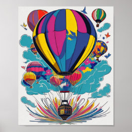 Póster Diseño de globos de aire caliente inspirador y col