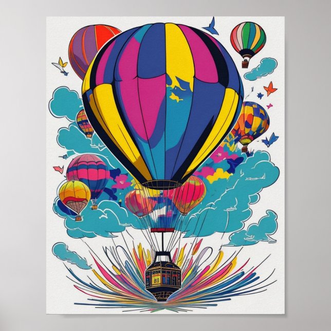 Póster Diseño de globos de aire caliente inspirador y col (Frente)