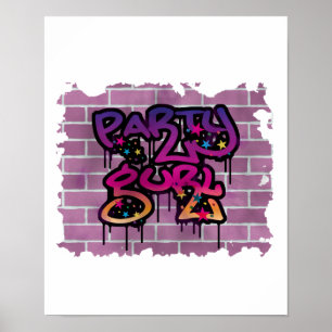 Póster Diseño de graffiti de gurl fiesta (chica)