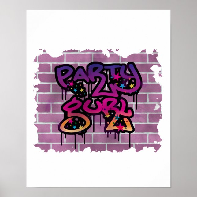 Póster Diseño de graffiti de gurl fiesta (chica) (Frente)