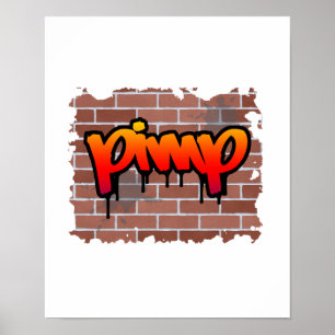 Póster diseño de graffiti de proxeneta