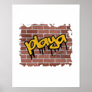 Póster diseño de grafitis en playa
