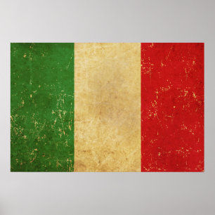 Póster Diseño de Grunge de la bandera italiana