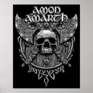 Póster Diseño de Guay de Amon Amarth Band Rock Gray Skull