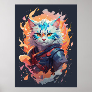 Póster Diseño de guerrero de gatos de Ninja