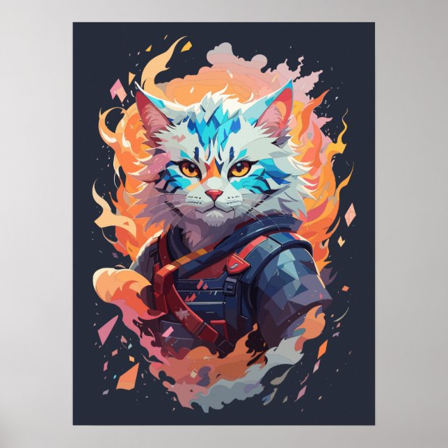 Póster Diseño de guerrero de gatos de Ninja (Frente)