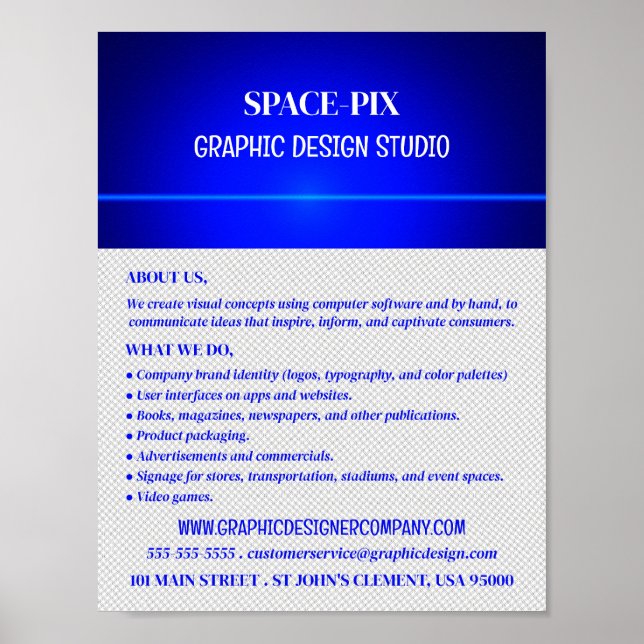 Póster Diseño de Guilloché Azul, diseñador gráfico (Frente)