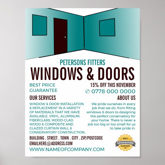 Póster Diseño de habitaciones, Windows & Door Fitter Comp (Frente)