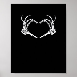 Póster Diseño de Halloween en Skeleton Hand Heart