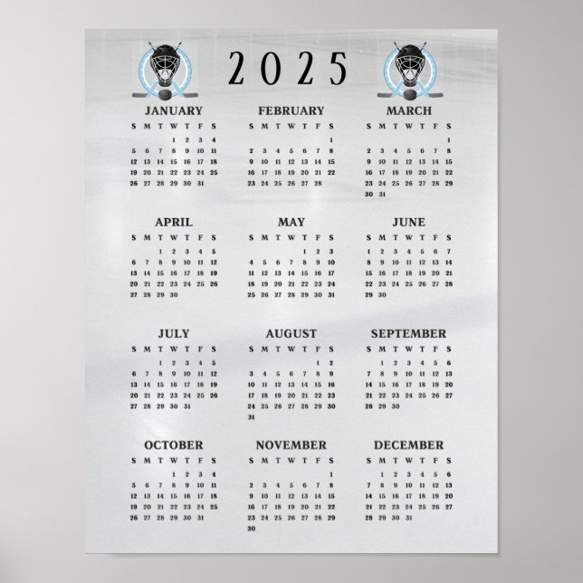 Póster Diseño de Hockey sobre Hielo Calendario Poster 202 (Frente)