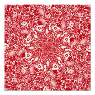 Póster Diseño de hojas de flores rojas