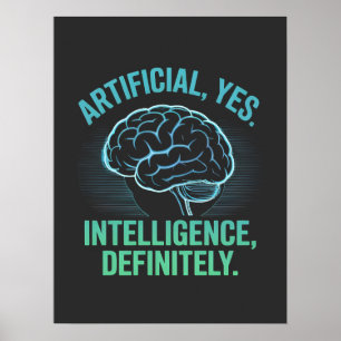 Póster Diseño de Humor de Cerebro de Inteligencia Artific