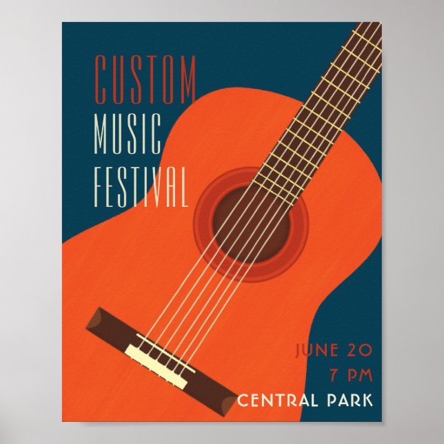Póster Diseño de ilustracion de guitarra/música (Frente)