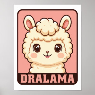 Póster Diseño de ilustración de llama adorable