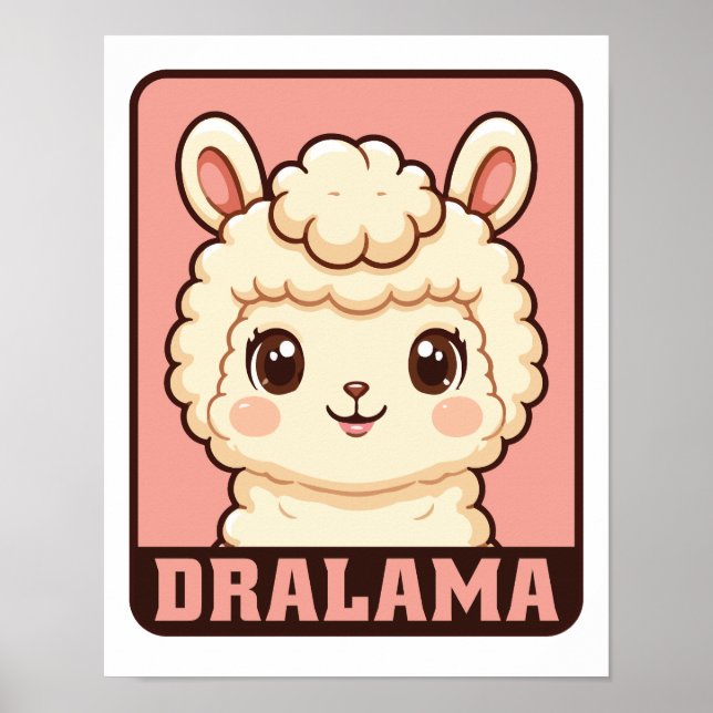 Póster Diseño de ilustración de llama adorable (Frente)