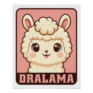Póster Diseño de ilustración de llama adorable