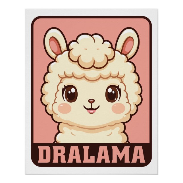 Póster Diseño de ilustración de llama adorable (Anverso)
