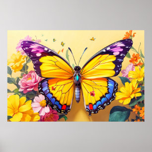 Póster Diseño de Ilustracion de mariposa en reposo de bon