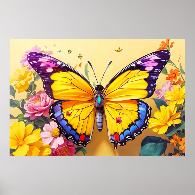 Póster Diseño de Ilustracion de mariposa en reposo de bon (Frente)