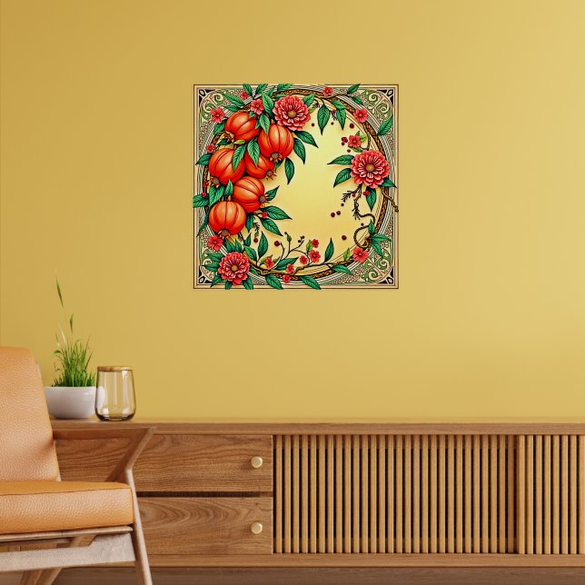 Póster Diseño de Ilustracion floral de otoño (Salón 2)