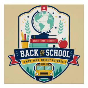 Póster Diseño de Insignia de Regreso a la Escuela