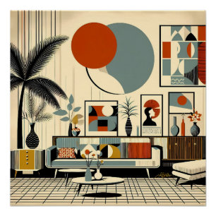 Póster Diseño de interiores de mediados de siglo Eclipse 