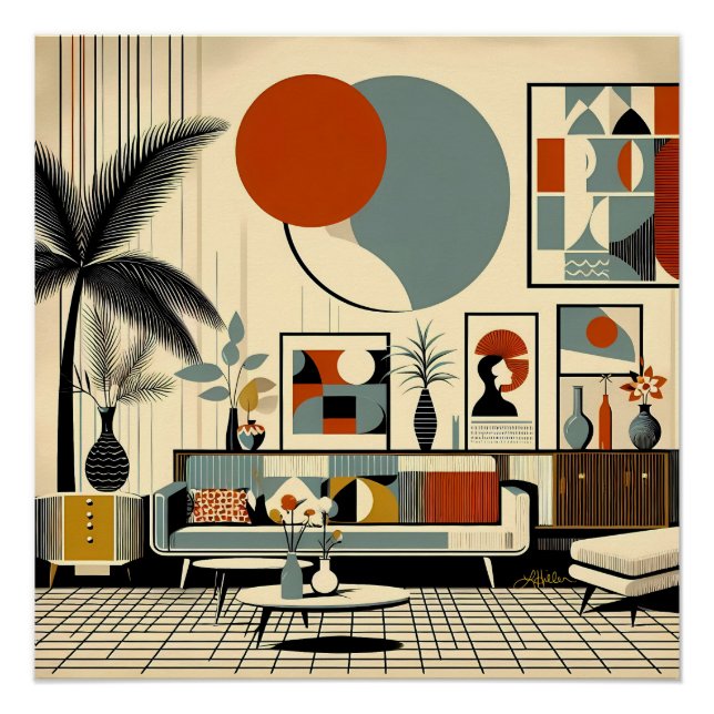 Póster Diseño de interiores de mediados de siglo Eclipse  (Anverso)