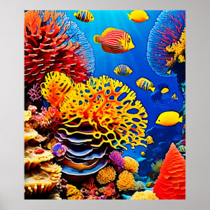 Póster Diseño de jardines de coral subacuáticos