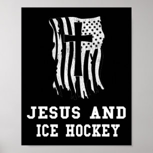 Póster Diseño de Jesús y hockey sobre hielo Fan Cristiano